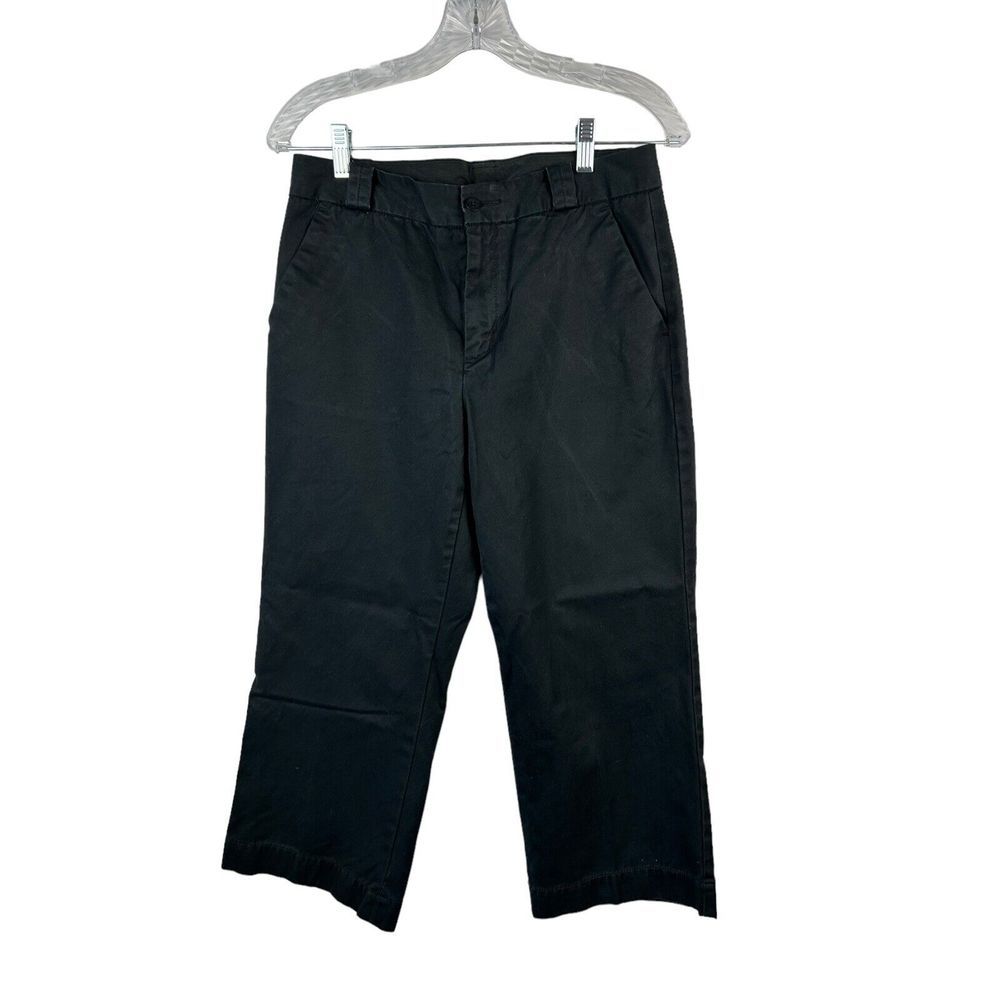 Gap Size 6 Wide Straight Leg Capri‎ Black Flat Front Pants